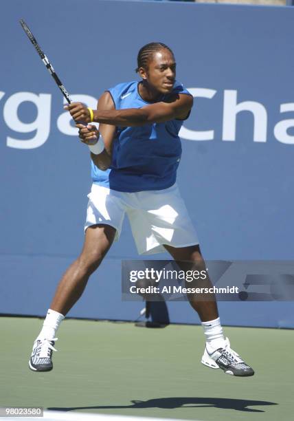 Tenth-seeded Scoville Jenkins competes in the boy's singles September 10, 2004 at the U.S. Open in New York.