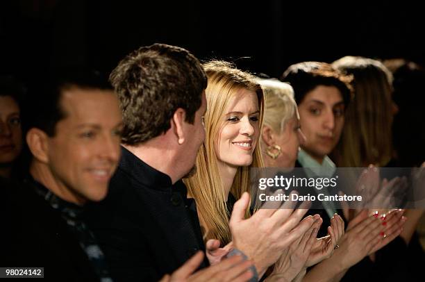 Simon van Kempen and Alex McCord sit front row at the Blanc de Chine Fall/Winter 2010 Fashion Show>> at Blanc de Chine Boutique on March 24, 2010 in...