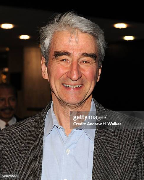 Actor Sam Waterston attends the opening of "The Glass Menagerie" at the Roundabout Theatre Company's Laura Pels Theatre on March 24, 2010 in New York...