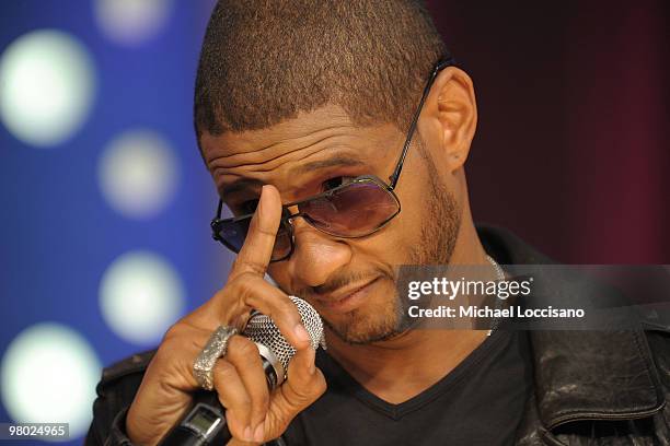 Singer Usher visits BET's "106 & Park" at BET Studios on March 24, 2010 in New York City.