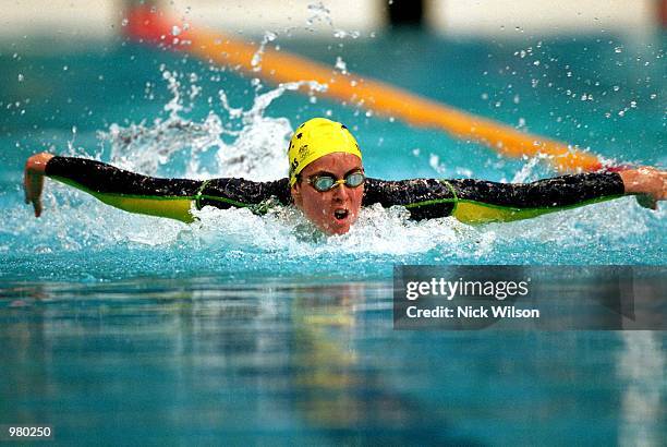 Petria Thomas of Australia in action during the Women's 4x100m Relay Medley held at the Sydney International Aquatic Centre during the Sydney 2000...