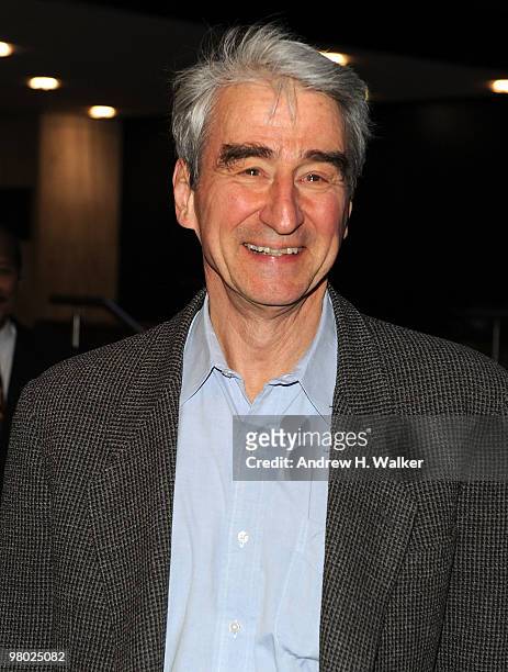 Actor Sam Waterston attends the opening of "The Glass Menagerie" at the Roundabout Theatre Company's Laura Pels Theatre on March 24, 2010 in New York...