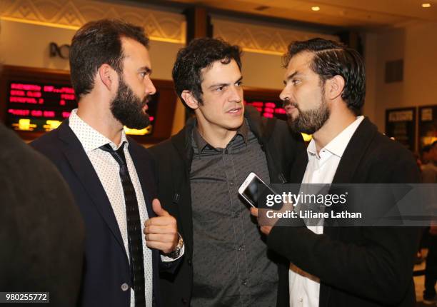 Director Rodrigo Bernardo, Actor Mateus Solano and Executive Producer Thiago Andrade attend the Chocolatefilmes' Premiere Of "Maybe A Story Of Love"...