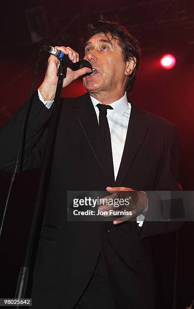 Bryan Ferry performs at the ICA fundraising gala at KOKO on March 24, 2010 in London, England.