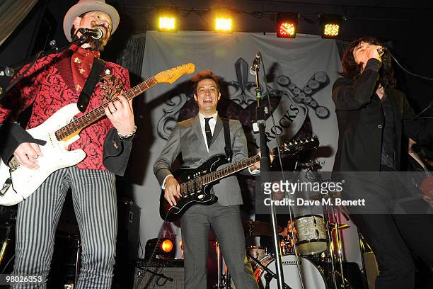 Jamie Hince and Bobby Gillespie perform on stage at the Mummy Rocks party in aid of the Great Ormond Street Hospital Children's Charity, at the...