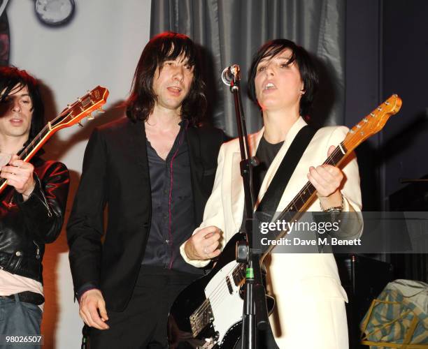 Bobby Gillespie and Sharleen Spiteri perform on stage at the Mummy Rocks party in aid of the Great Ormond Street Hospital Children's Charity, at the...