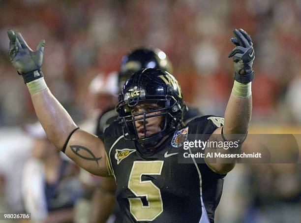 Wake Forest linebacker Jon Abbate during the 73rd annual FedEx Orange Bowl between Louisville and Wake Forest at Dolphin Stadium in Miami, Florida on...
