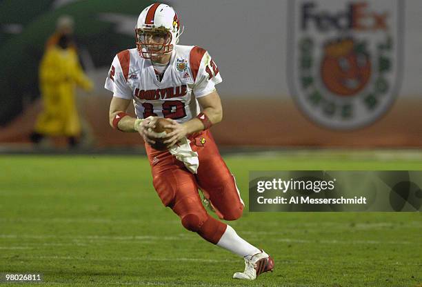 Louisville quarterback Brian Brohm rushes upfield against Wake Forest on January 2, 2007 at the 73rd annual FedEx Orange Bowl in Miami, Florida.