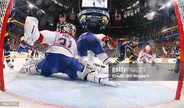 Tim Connolly of the Buffalo Sabres scores a goal past Carey Price of the Montreal Canadiens late in the third period on March 24, 2010 at HSBC Arena...