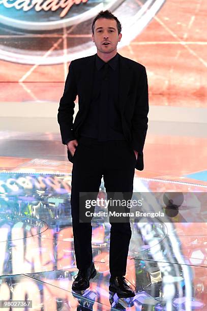 Pierluigi Diaco appears on the ''L'Isola dei famosi'' television show on March 24, 2010 in Milan, Italy.