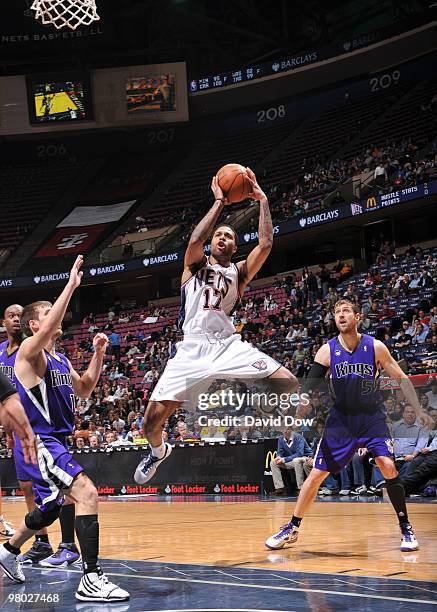 Chris Douglas-Roberts of the New Jersey Nets shoots against the Sacramento Kings during the game on March 24, 2010 at the Izod Center in East...