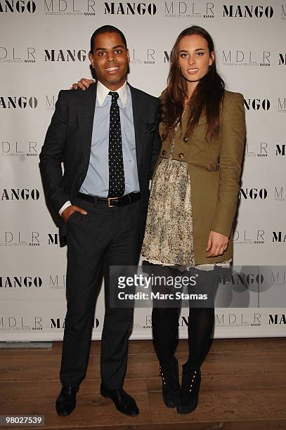 Designer Moises De La Renta and Sophie Auster attend the MOISES DE LA RENTA for MANGO Collection launch event at the Crosby Street Hotel on March 24,...