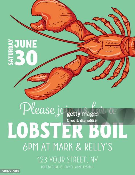 lobster boil invitation template - potluck stock illustrations