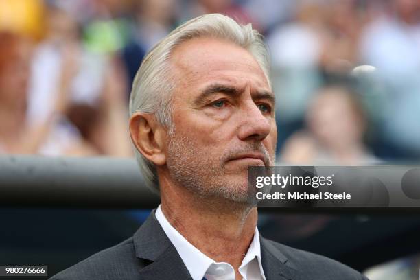 Bert van Marwijk, Head coach of Australia looks on prior to the 2018 FIFA World Cup Russia group C match between Denmark and Australia at Samara...