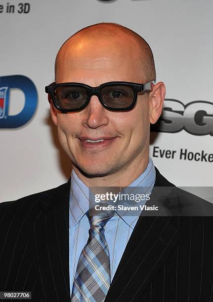 Rangers alumni Adam Graves attends the first hockey game in 3D telecast viewing party at Madison Square Garden on March 24, 2010 in New York City.