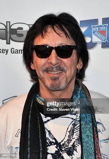 Peter Criss of rock band "Kiss" attends the first hockey game in 3D telecast viewing party at Madison Square Garden on March 24, 2010 in New York...