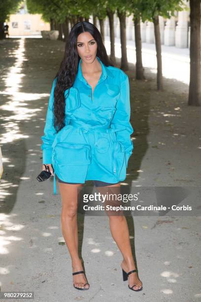 Kim Kardashian attends the Louis Vuitton Menswear Spring/Summer 2019 show as part of Paris Fashion Week Week on June 21, 2018 in Paris, France.