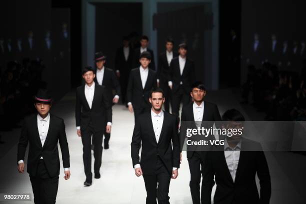 Models walk on the runway during NOTTING HILL High Fashion Ready-to-Wear A/W 2010-11 Collection Show at China Fashion Week A/W 2010-11 on March 24,...