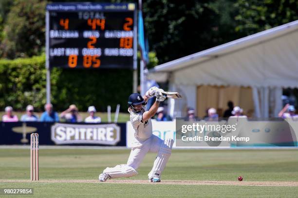 Sean Dickson of Kent in action on day two of the Specsavers County Championship: Division Two match between Kent and Warwickshire at The Nevill...