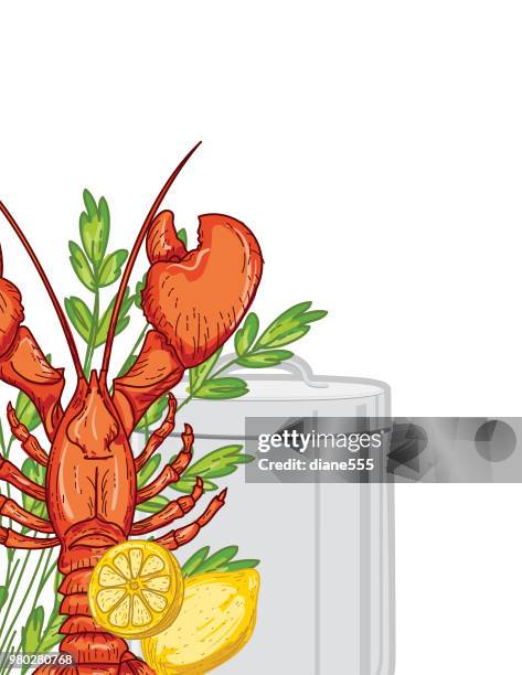 lobster boil background template - surf and turf stock illustrations