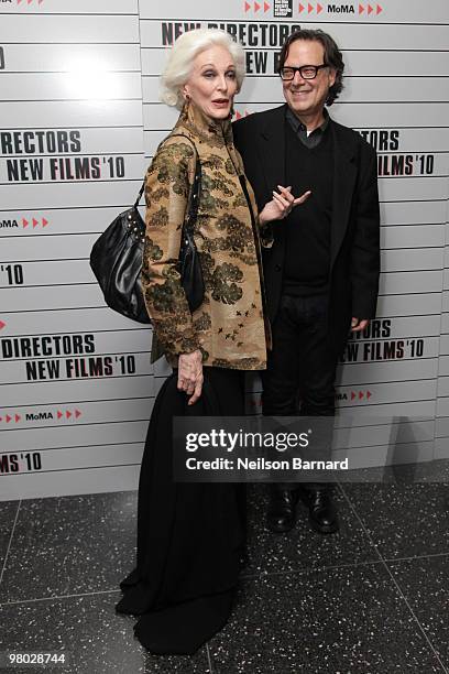 Model Carmen Dell'Orefice and producer Philip Gefter attend the premiere of "Bill Cunningham New York" at The Museum of Modern Art on March 24, 2010...