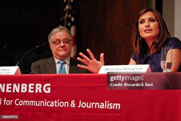 Neal Baer and Mariska Hargitay attend a discussion of global health issues at The Library of Congress on March 24, 2010 in Washington, DC.