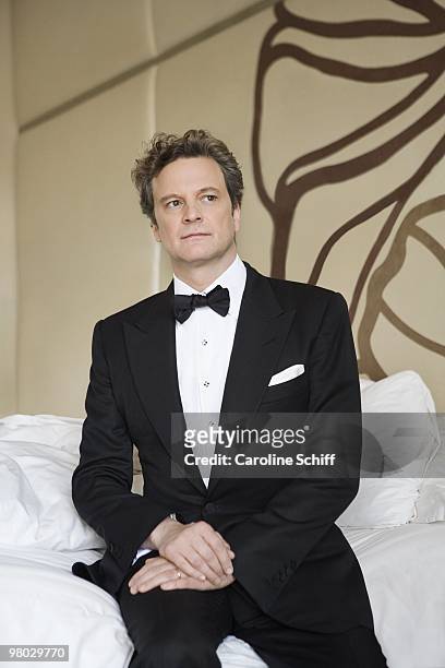 Actor Colin Firth, Oscar-nominee for "A Single Man", sits in his hotel room before leaving for the Academy Awards on March 7, 2010 in Los Angeles,...