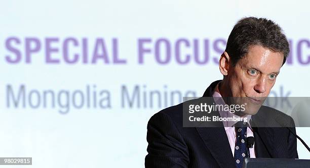 Robert Friedland, founder and chairman of Ivanhoe Mines Ltd., speaks at the 6th Annual Asia Mining Congress 2010 in Singapore, on Thursday, March 25,...