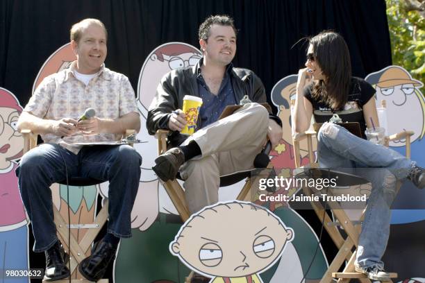 Mike Henry, Seth MacFarlane, creator "Family Guy" and Mila Kunis