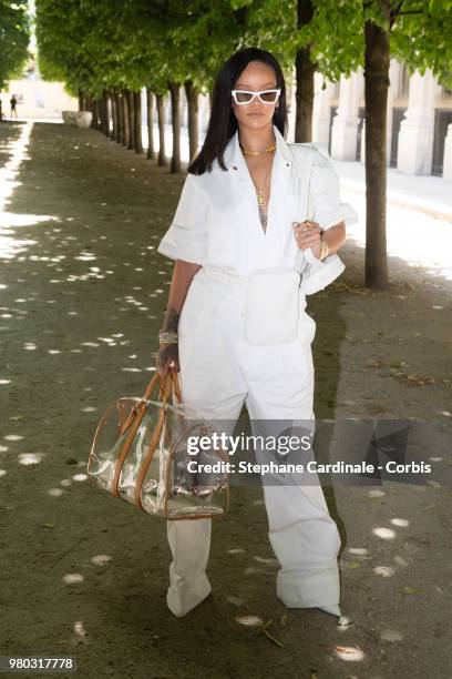 Rihanna attends the Louis Vuitton Menswear Spring/Summer 2019 show as part of Paris Fashion Week Week on June 21, 2018 in Paris, France.