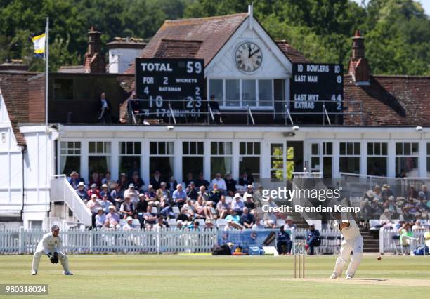 Joe Denly of Kent in action on day two of the Specsavers County Championship: Division Two match between Kent and Warwickshire at The Nevill Ground...
