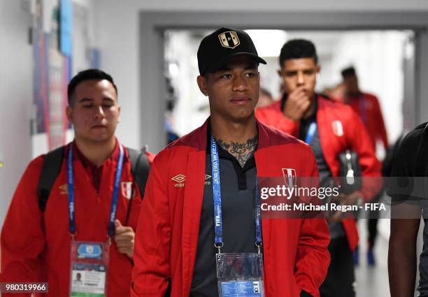 Andy Polo of Peru arrives at the stadium prior to the 2018 FIFA World Cup Russia group C match between France and Peru at Ekaterinburg Arena on June...