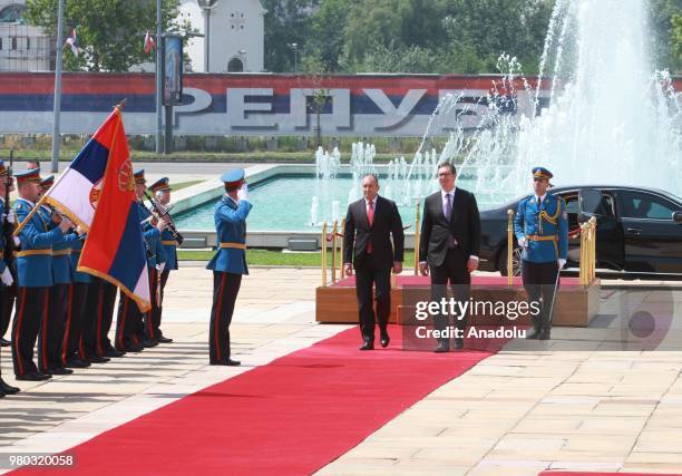 President of Bulgaria, Rumen Radev is welcomed by Serbian President Aleksandar Vucic in Belgrade, Serbia on June 21, 2018.