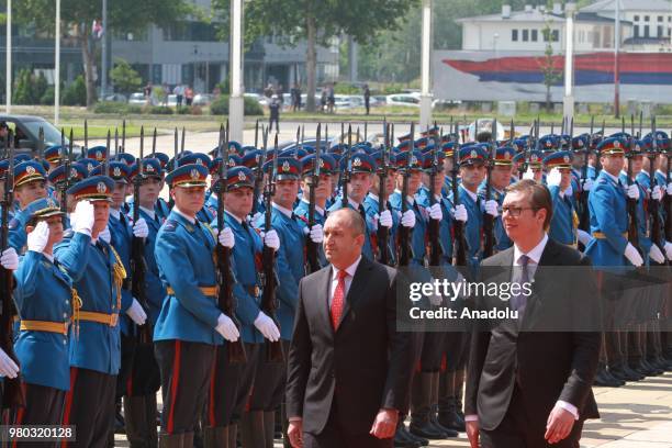 President of Bulgaria, Rumen Radev is welcomed by Serbian President Aleksandar Vucic in Belgrade, Serbia on June 21, 2018.