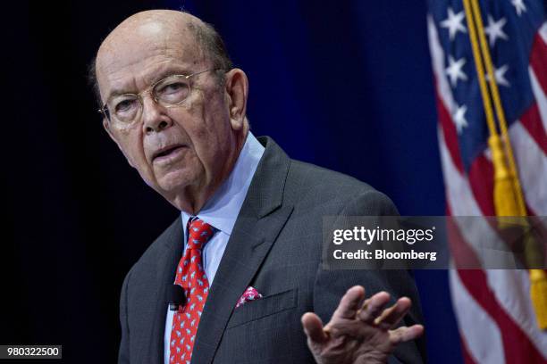 Wilbur Ross, U.S. Commerce secretary, speaks during the SelectUSA Investment Summit in National Harbor, Maryland, U.S., on Thursday, June 21, 2018....