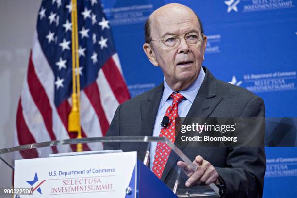 Wilbur Ross, U.S. Commerce secretary, speaks during the SelectUSA Investment Summit in National Harbor, Maryland, U.S., on Thursday, June 21, 2018....