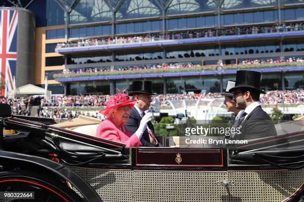 Queen Elizabeth II makes her way around the parade ring on day 3 of Royal Ascot at Ascot Racecourse on June 21, 2018 in Ascot, England.