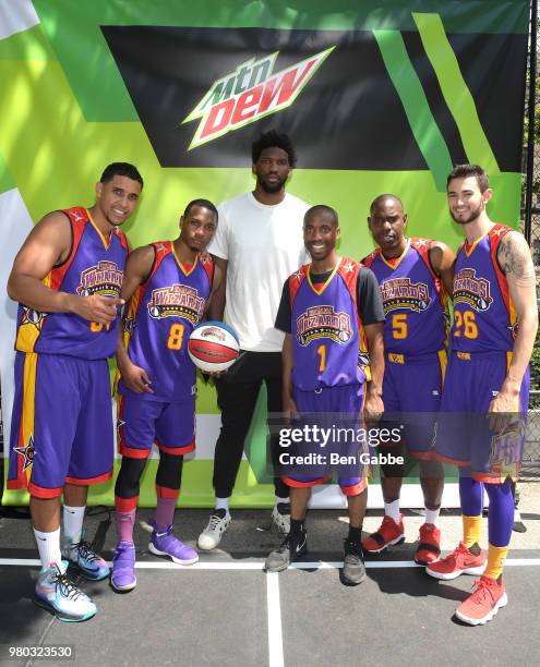 Joel Embiid and The Harlem Wizards at the Mtn Dew Kickin' It Courtside @ St. Nick's event on June 20, 2018 in Harlem, New York City.