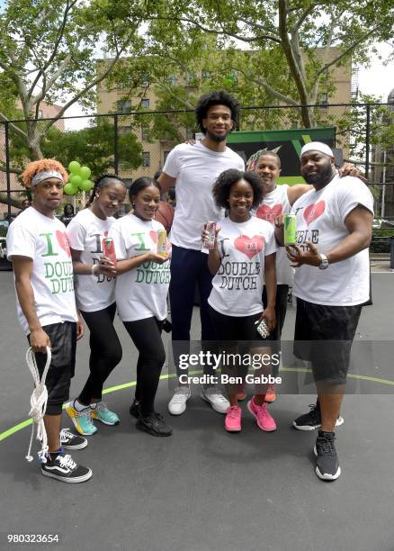 Marvin Bagley III and The Dynamic Diplomats of Double Dutch at the Mtn Dew Kickin' It Courtside @ St. Nick's event on June 20, 2018 in Harlem, New...