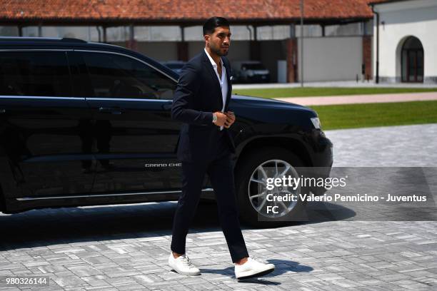 Emre Can arrives to sign a contract with Juventus at Juventus headquarters on June 21, 2018 in Turin, Italy.