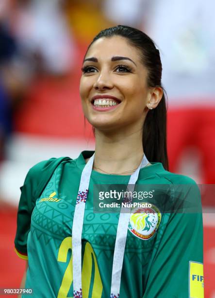 Group H Poland v Senegal - FIFA World Cup Russia 2018 Keita Balde girlfriend Simona Gautieri on the stands at Spartak Stadium in Moscow, Russia on...
