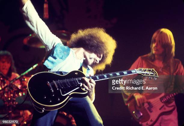 Neal Schon and Ross Valory of Journey perform on stage in New York in circa 1978.