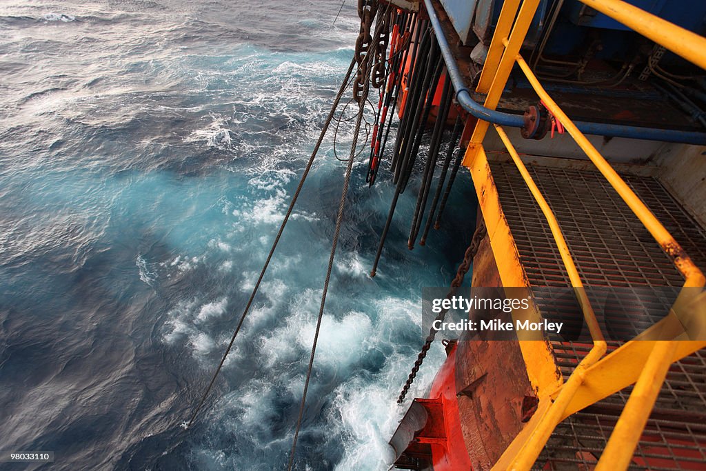 Oil rig storm at sea