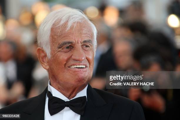 French actor Jean-Paul Belmondo poses on the red carpet before a ceremony in his honor and the screening of "The Beaver" presented out of competiton...
