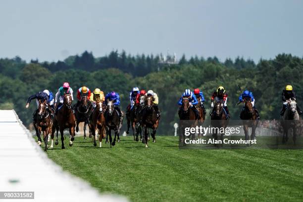 Ryan Moore riding Hunting Horn win The Hampton Court Stakes on day 3 of Royal Ascot at Ascot Racecourse on June 21, 2018 in Ascot, England.