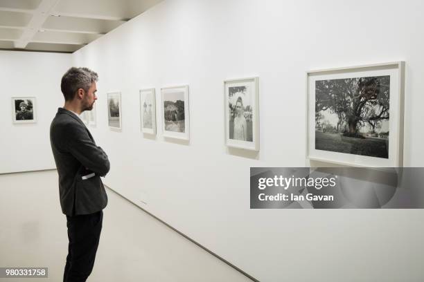 General view of the show space at the Vanessa Winship: 'And Time Folds' installation view at Barbican Art Gallery on June 21, 2018 in London, England.