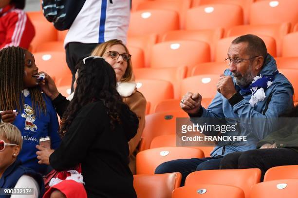 Alain Griezmann , father of France's forward Antoine Griezmann is seen in the stands before the Russia 2018 World Cup Group C football match between...