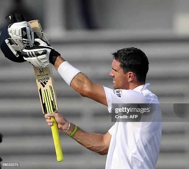 England cricketer Kevin Pietersen claps after his team won the second Test match between Bangladesh and England at the Sher-e Bangla National Stadium...