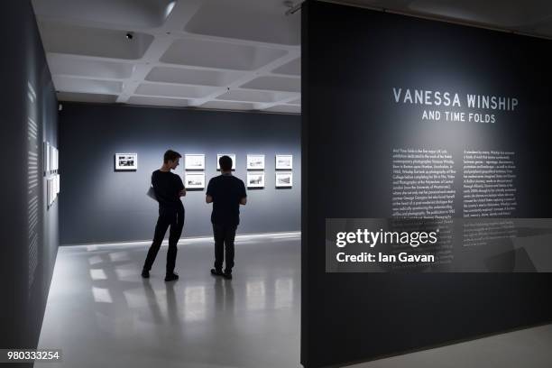 General view of the show space at the Vanessa Winship: 'And Time Folds' installation view at Barbican Art Gallery on June 21, 2018 in London, England.