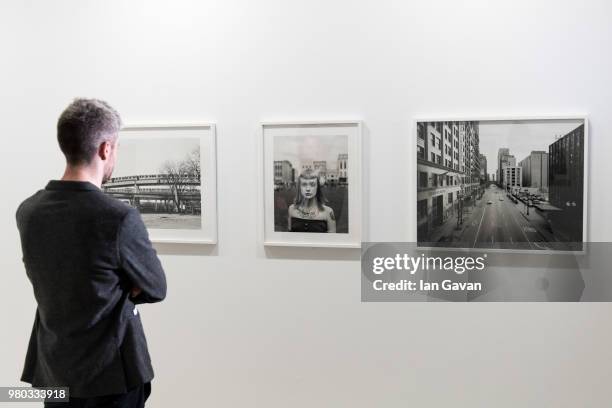 General view of the show space at the Vanessa Winship: 'And Time Folds' installation view at Barbican Art Gallery on June 21, 2018 in London, England.